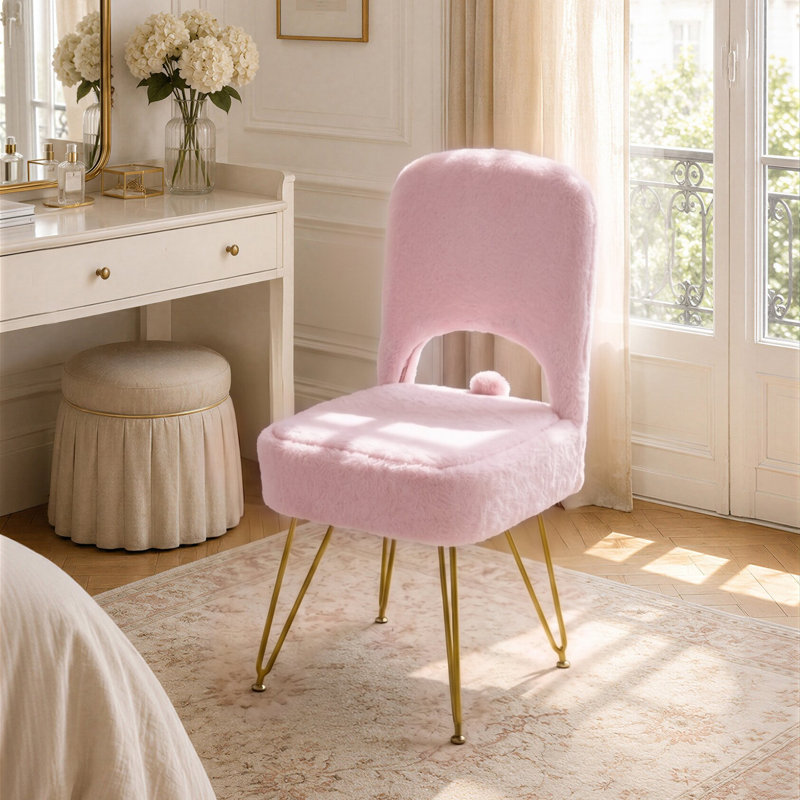 Solid Wood Accent Stool, Pink