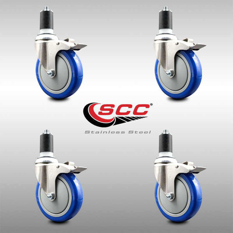 Roulettes pivotantes, Bleu, H 5 po x l 5 po