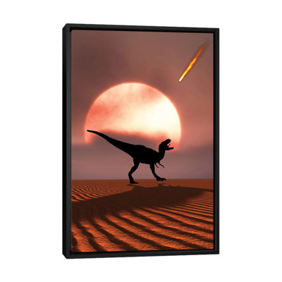 A Lone T-Rex Watches A Falling Asteroid That Will Bring About The Extinction Of All Dinosaurs by Mark Stevenson - Print on Canvas