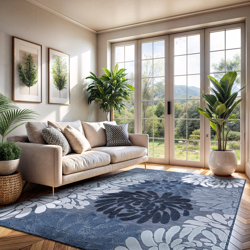 Tapis floral intérieur / extérieur, Rectangle de 10 pi x 14 pi
