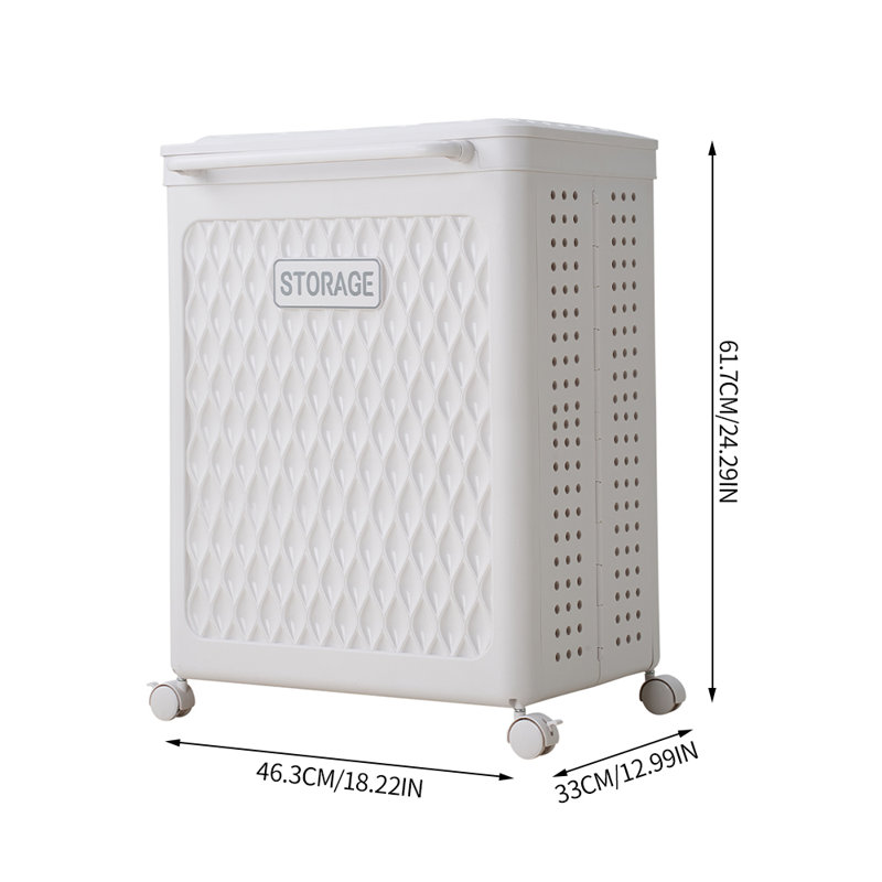 Plastic Laundry Basket, 61.7cm H x 46.3cm W x 33cm D, White