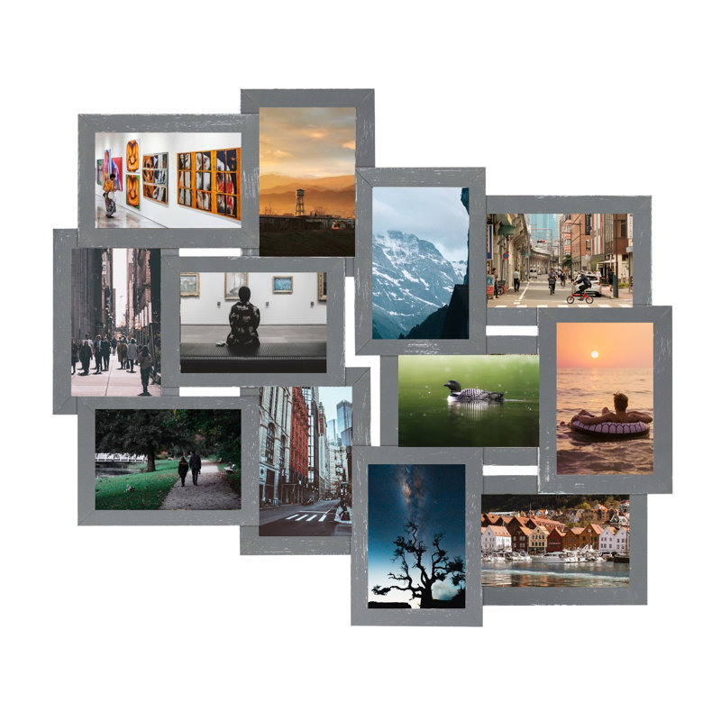 12 Opening Distressed Grey Collage Picture Frame