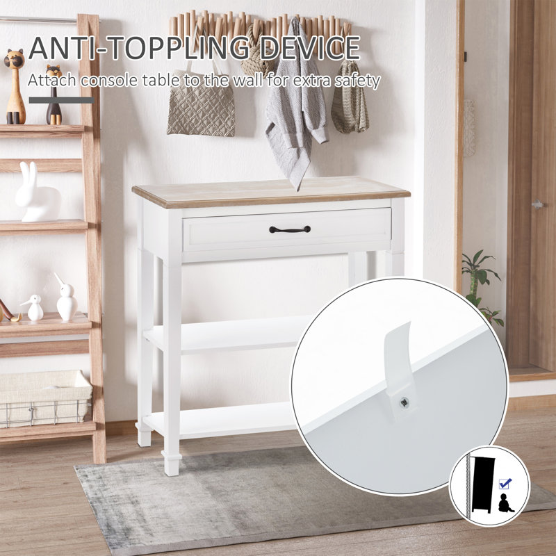 Console blanche nordique avec tiroir et tablettes de rangement pour le vestibule ou le canapé | Idée de cadeau