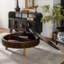 Table basse ronde 39,37 "avec espace de rangement, convenant au salon et au bureau, brun-1088283424-1088283425