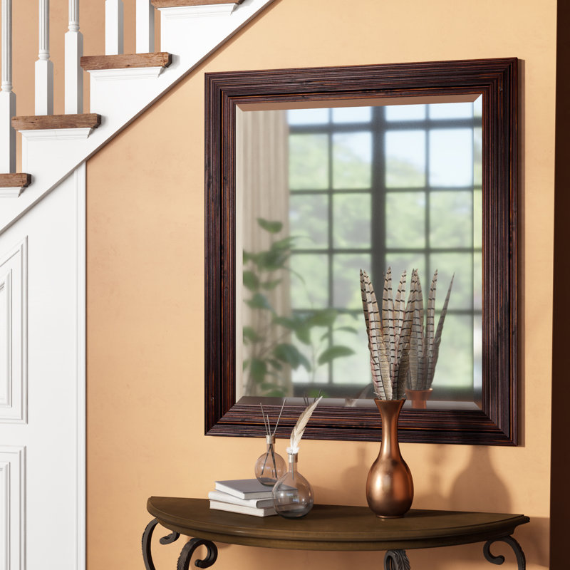 Elisah Flat Wall Mirror, 37.75" x 33.75", Brown