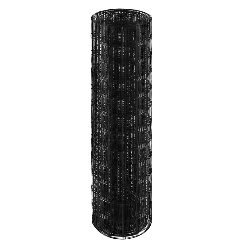 Tissu de quincaillerie enduit de vinyle noir robuste - Rouleau de grillage galvanisé 36 po x 50 pi pour poulailler, lapin et clôture de serpent