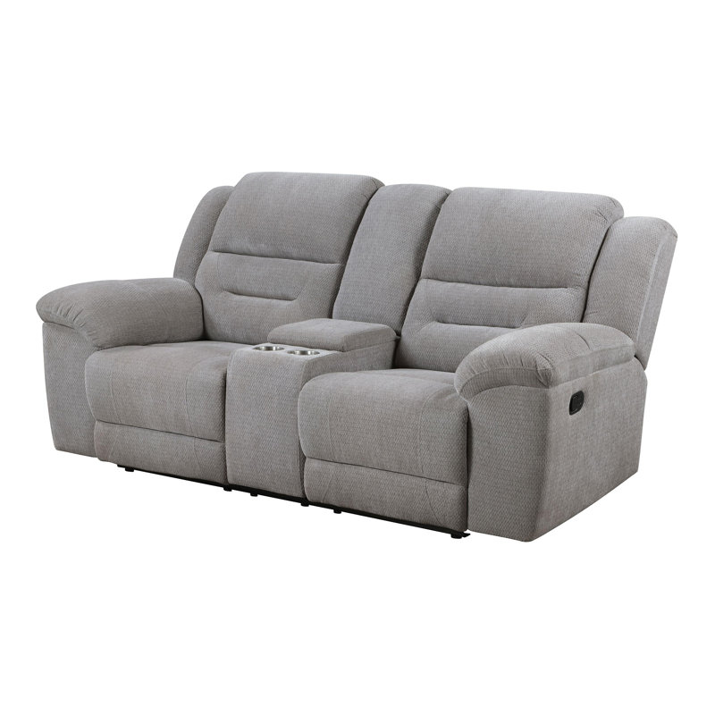 Chenille Upholstered Reclining Loveseat Grey