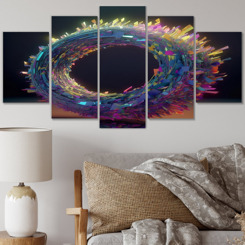 Bunton - Reproduction d'art abstrait spirales abstraites - 5 panneaux