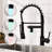 LED Commercial Kitchen Faucet With Pull Down Sprayer, Single Handle Single Lever Kitchen Sink Faucet