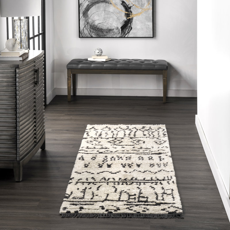 Power Loom Performance Beige/Charcoal Gray Rug, Runner 2'8" x 8'