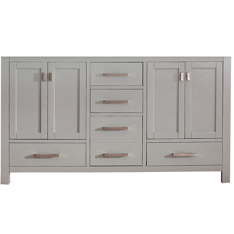Modero 60'' W Double Bathroom Vanity Base, Chilled Gray