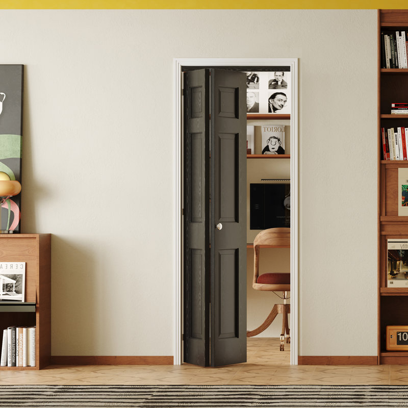 Portes pliantes pliantes noires en bois manufacturé 6 pièces avec quincaillerie, 24 po x 80 po