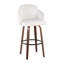 Tabouret de bar pivotant à hauteur fixe en velours crème avec pieds en bois de noyer et détails en métal doré - ensemble de 2