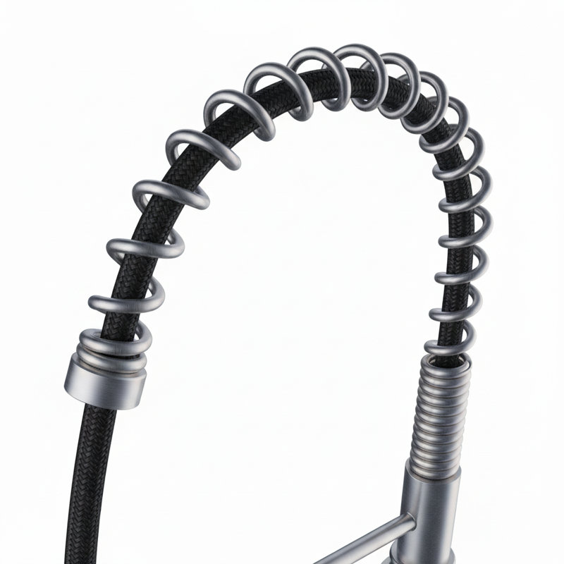 Spring Pull Down Single Handle Kitchen Faucet With Deck Plate & 3-function Sprayer
