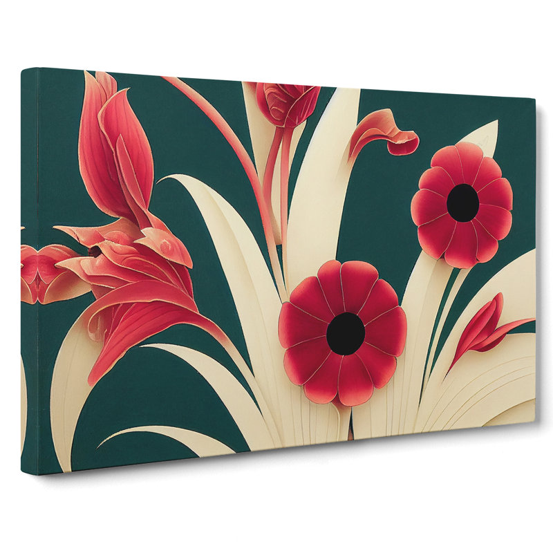 Unbelievable Flowers Art Deco - Wrapped Canvas, 40cm H x 60cm W x 3cm D