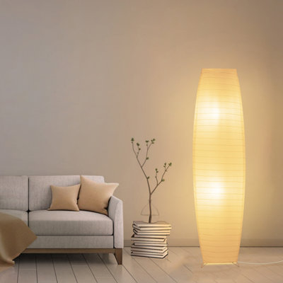 2*Pcs Paper Art Floor Lamp, Japanese Style Floor Lamp, Rice Paper Lampshade, Warm And Simple Style, Corner Paper Lantern, Suitable For Bedroom, Office And Living Room - Beige