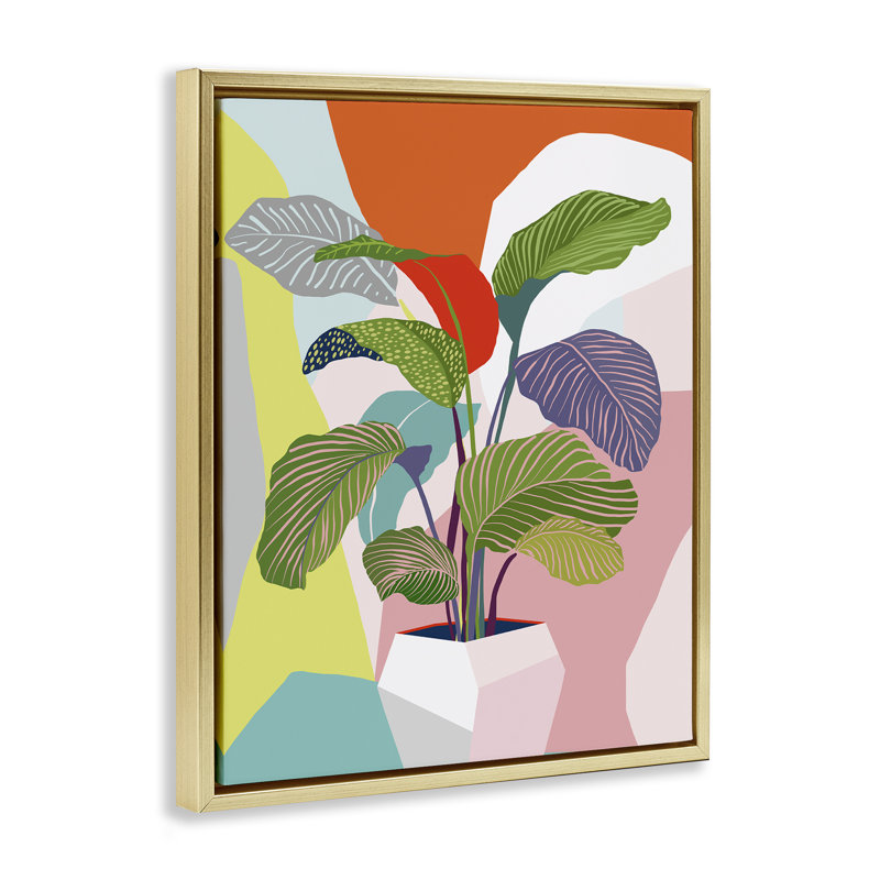 Art mural Mid-Century "Bold Plant" encadré par Ioana Horvat, Cadre flottant métallique doré, H 31 po x l 25 po