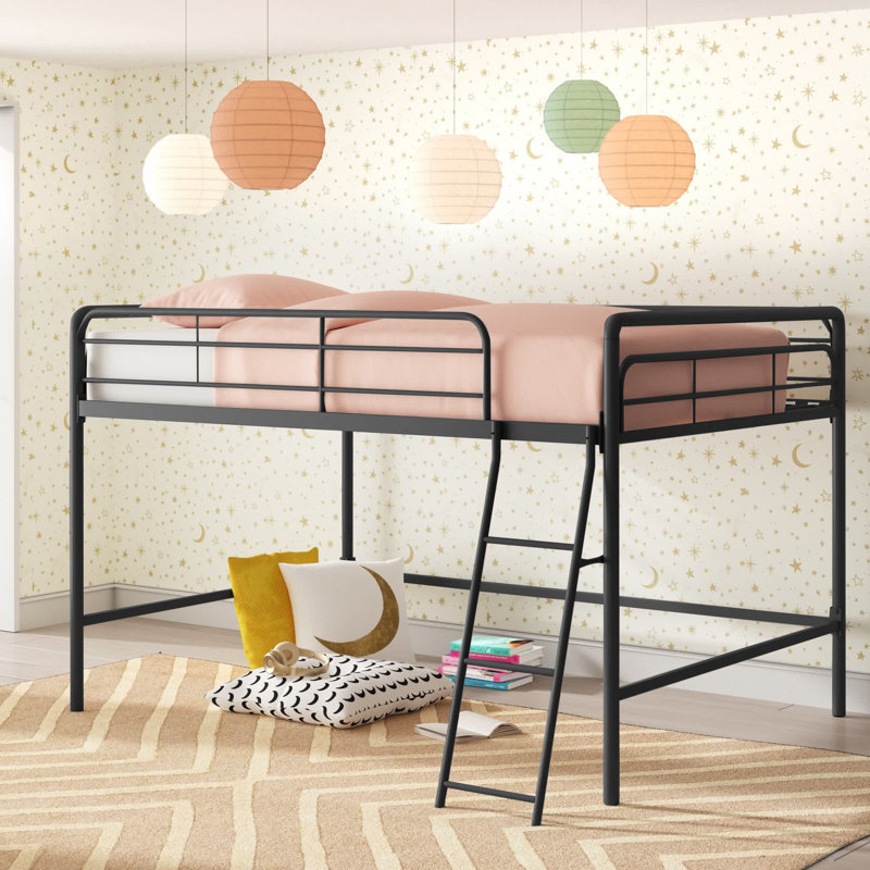 Daury Junior Loft Metal Bed, Full, Black