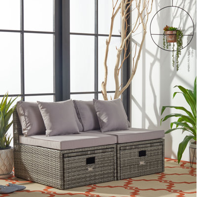 Jannik Wicker Outdoor Armless Lounge Chair with Ottoman