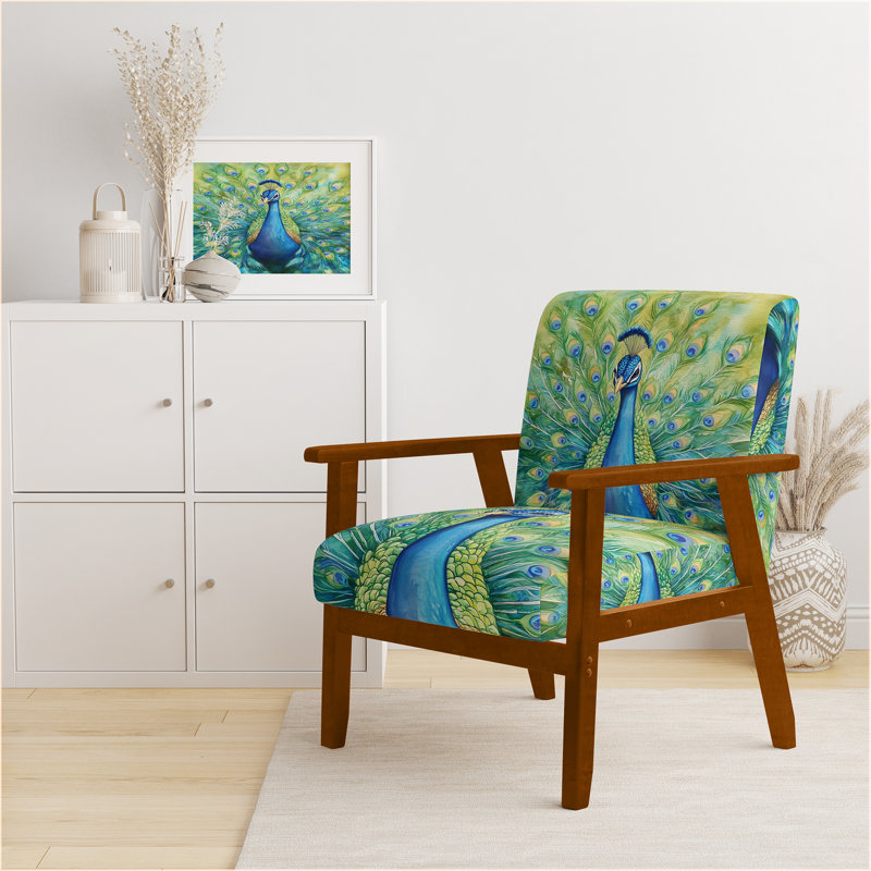 Chaise rembourrée Peacock, Brown Square Arms