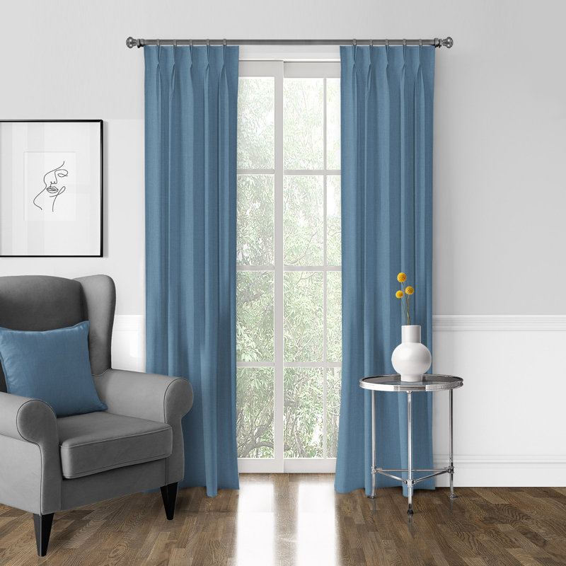 Phoenix Solid Room Darkening Pinch Pleat Single Curtain Panel, 20'' W x 132'' L, White