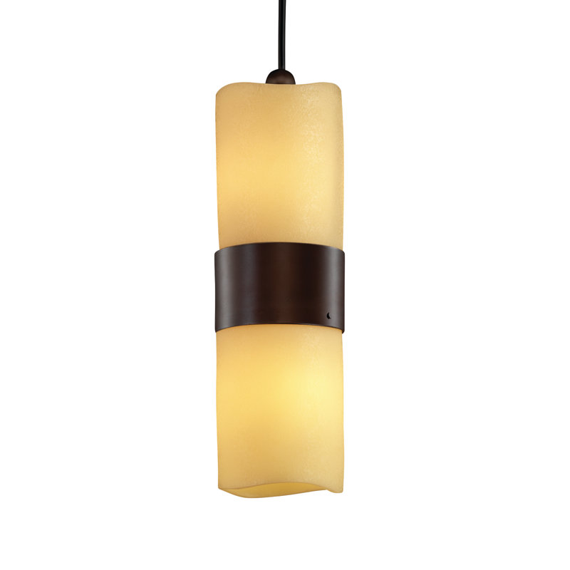 Burdette 2 - Light Single Pendant, Dark Bronze, Cream, Cylinder with Melted Rim