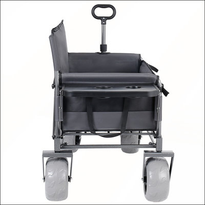 Chariot pliable 3 en 1 avec banc, plateau de table et capacité de 500 lb pour une utilisation polyvalente à l'extérieur