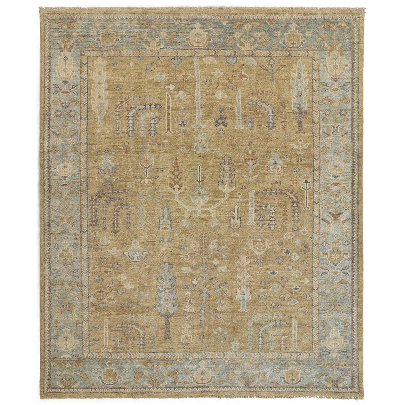 Carrington Wool Oriental Area Rug in Gold, Rectangle 8'6" x 11'6"