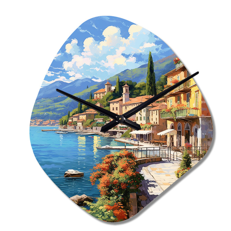 Horloge murale jaune La Dolce, plage italienne II, Petit