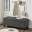 Banc de rangement rembourré capitonné à boutons, banc d'entrée en tissu de lin avec pieds en bois à broche, banc de lit-1463797781