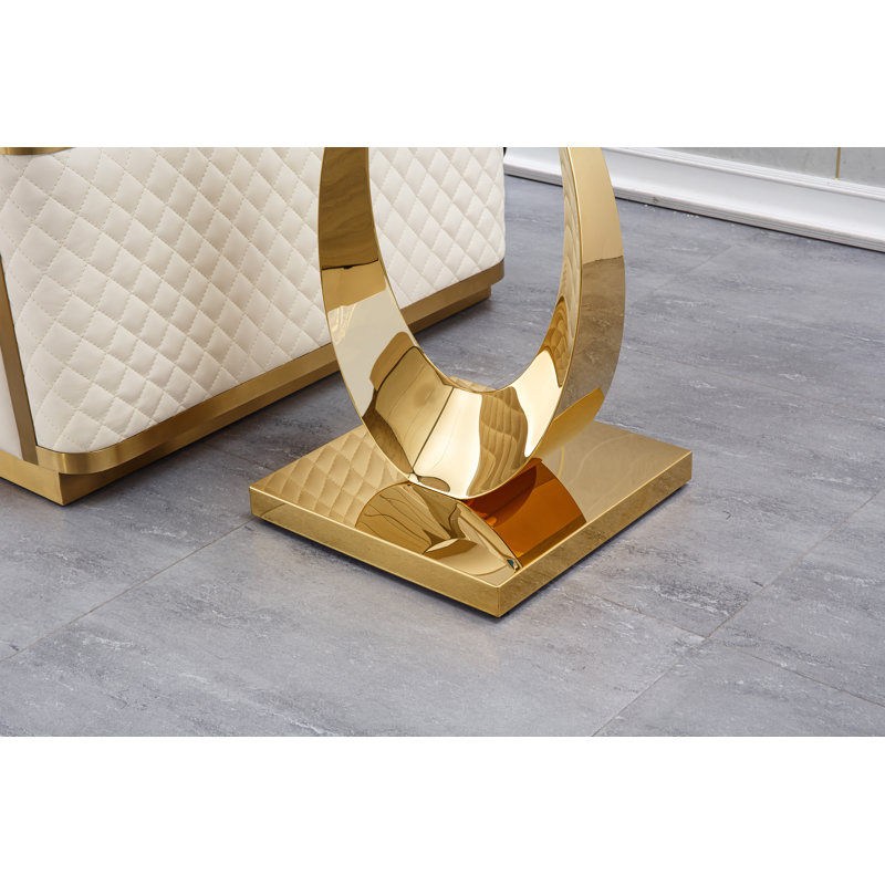 Luxury Square End Table, 22.8" Sofa Side Table with Moon-Shape Stainless Steel Frame and Clear Glass Top, Cocktail Tea Table, Modern Glass End Table for Home Office
