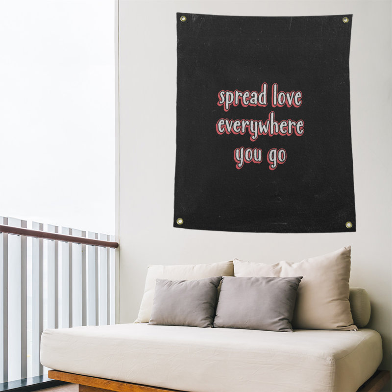 Tapisserie tableau noir en polyester spread quote, H 36 po x l 26 po, Rouge