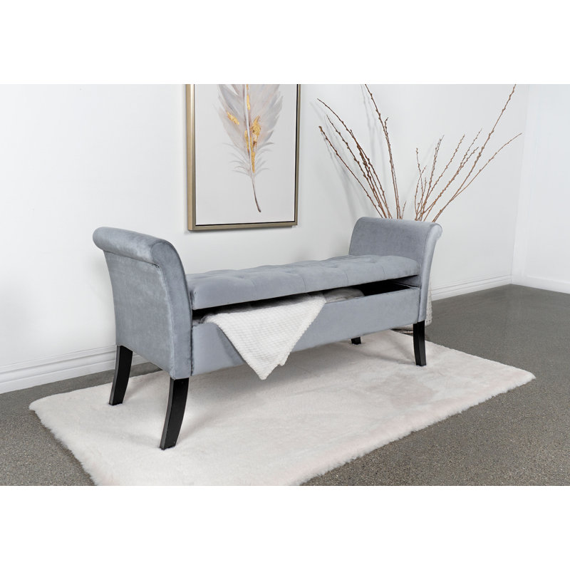 Banc de rangement en velours Jedu, Argent