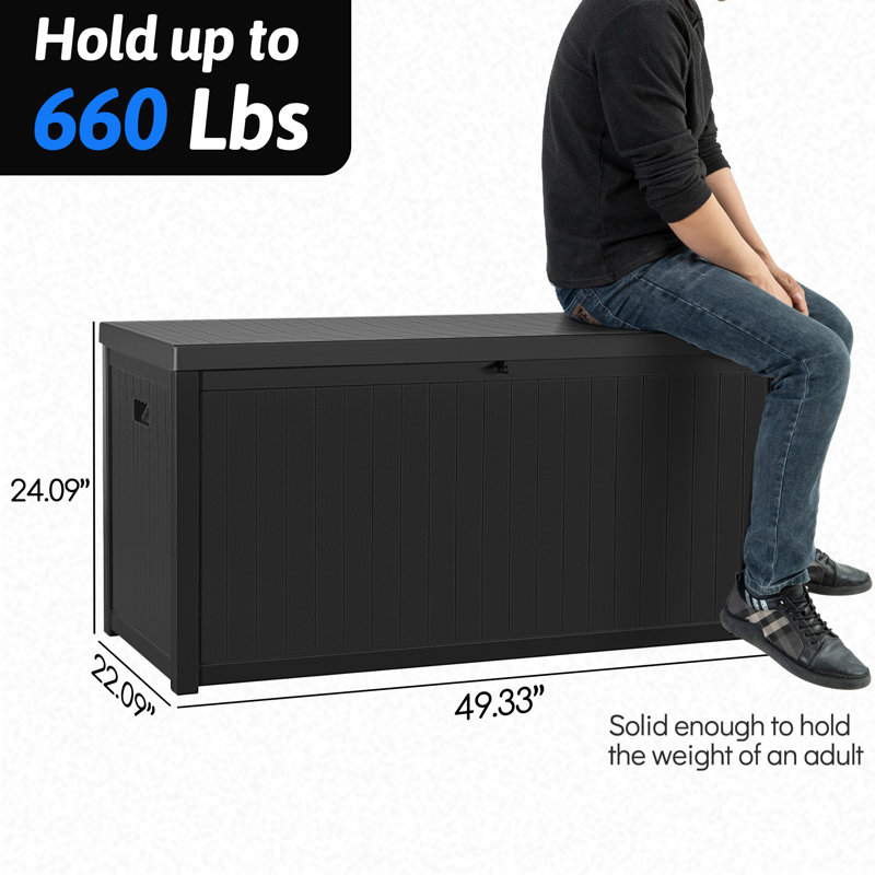 Black 120 Gallon Lockable Resin Outdoor Deck Box