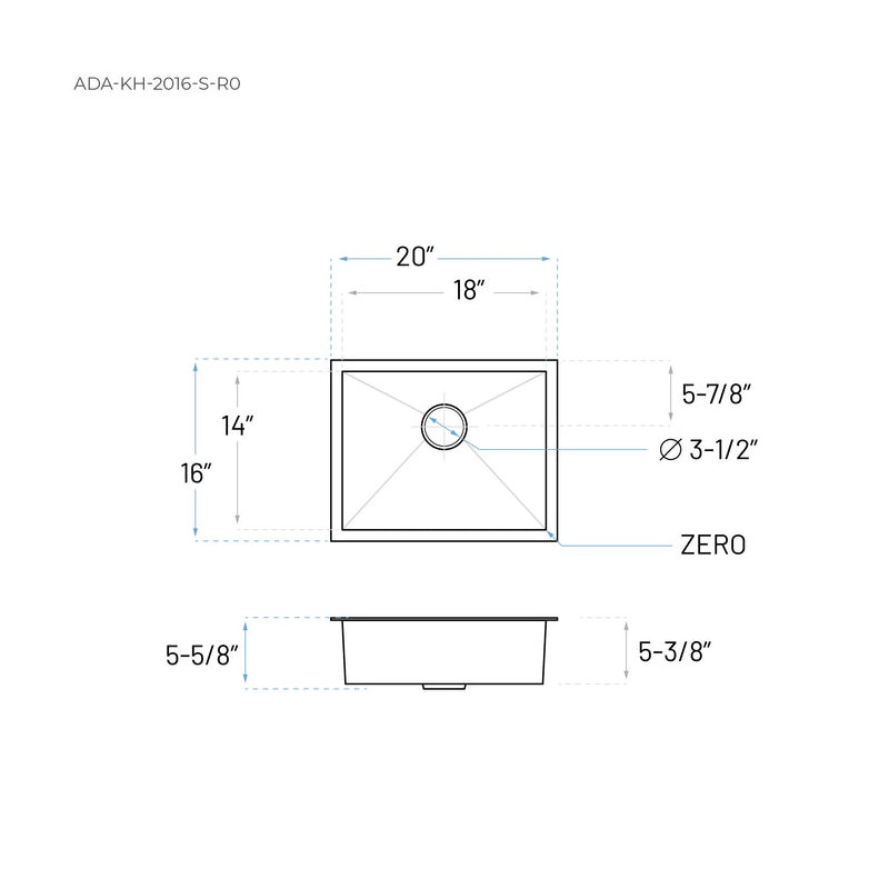 20'' L Single Bowl Stainless Steel Kitchen Sink