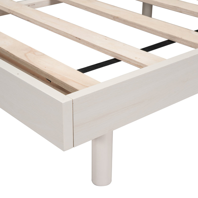 White Wash Full Floating Bed Frame - Made With Quality Materials Modern In Washed Colour Stable Structure, Full, White Washed