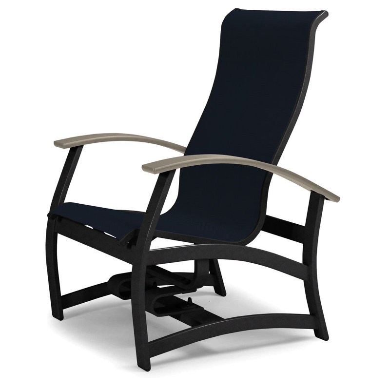 Askar Swivel Powder Coated Aluminum Outdoor Lounge Chair, Navy 13D Sunbrella®, Desert P60, Textured Silver