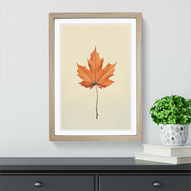 Leaf Minimalism - Framed Print, Oak, 34cm H x 25cm W x 2cm D