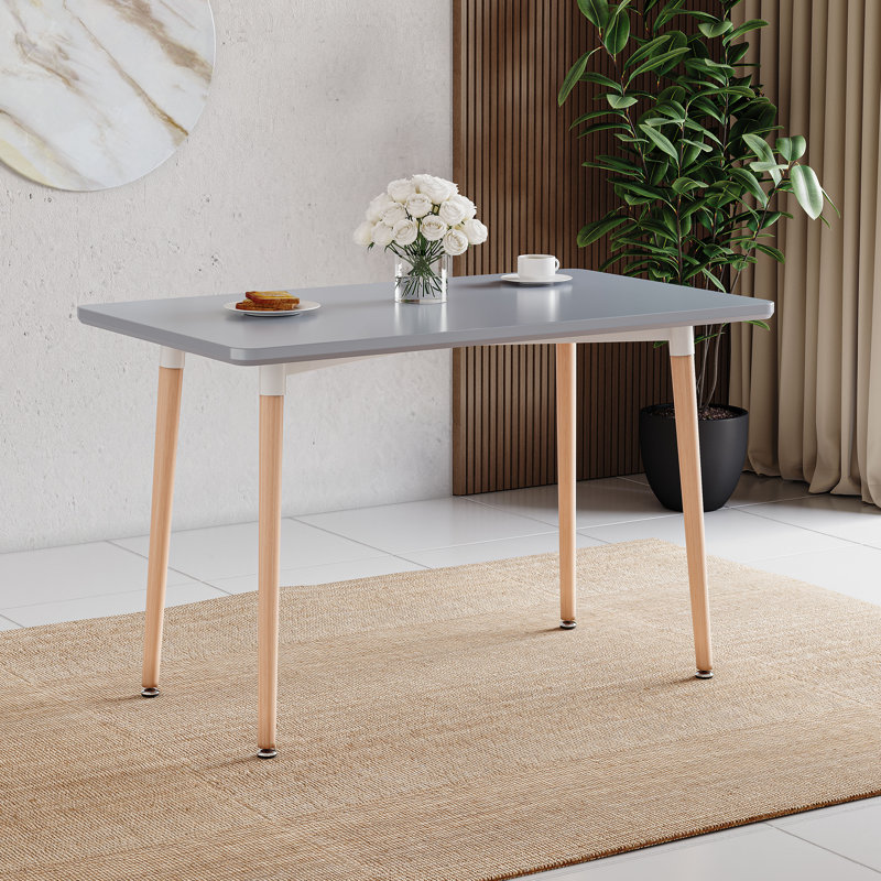 Braydon Beech Solid Wood Base Dining Table, Grey