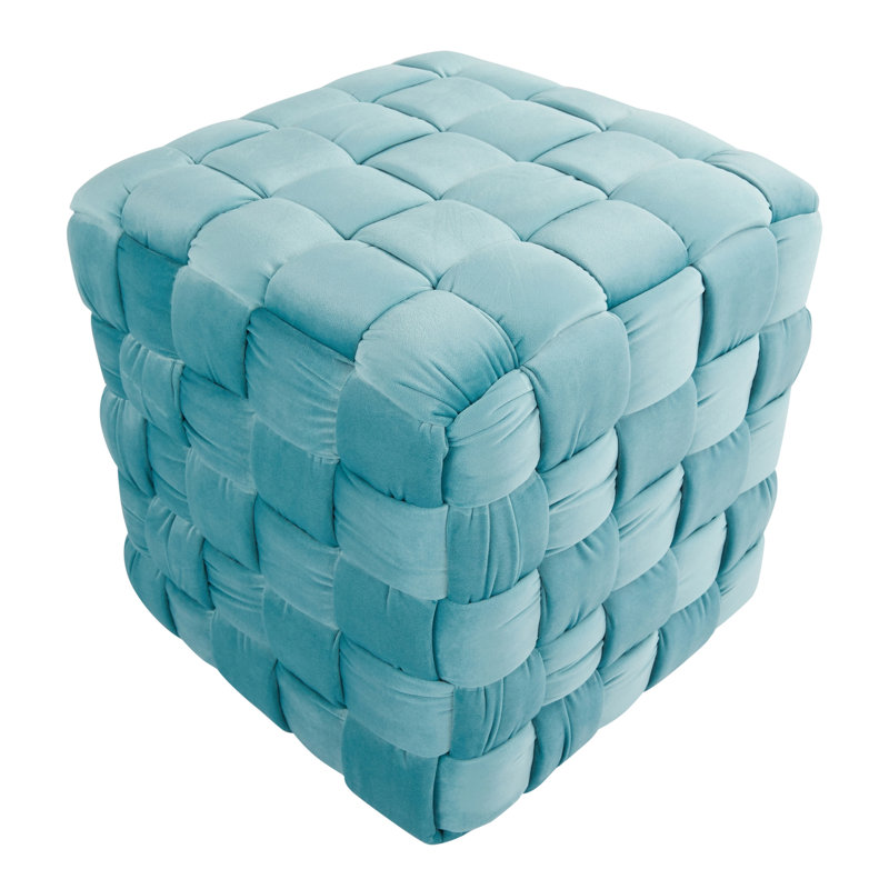 Velvet Ottoman, Ice Blue 