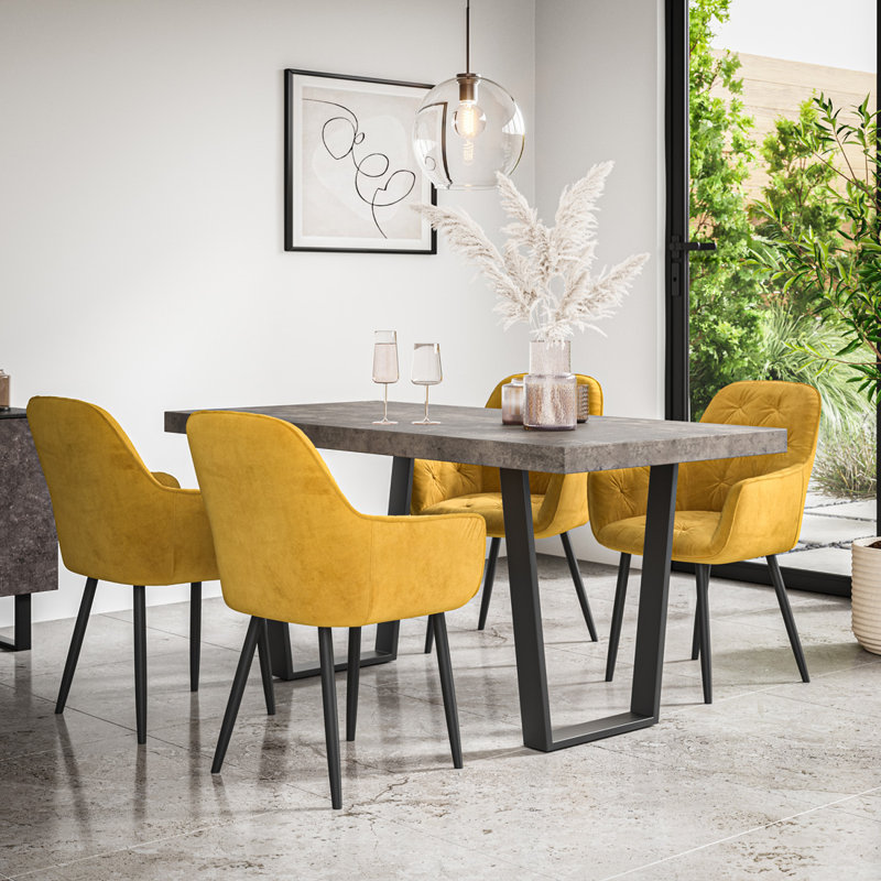 Ahlina 4 - Person Dining Set, Grey/Black/Mustard