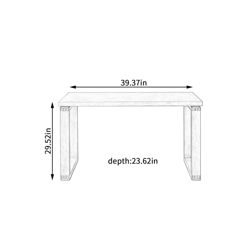 Thick Sturdy Cherry Solid Wood  Rectangle Desk, 29.52" H x 39.37" W x 23.62" D