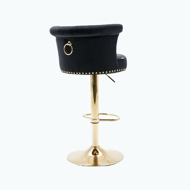Tabouret de comptoir pivotant Keistutis, Noir