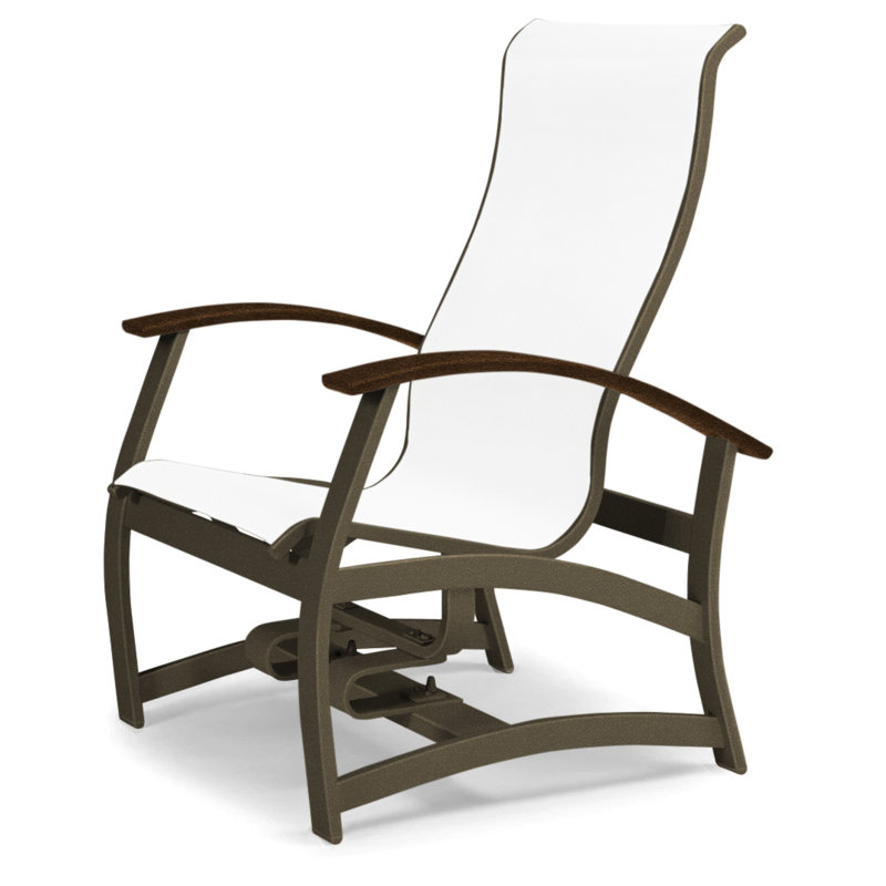Askar Swivel Powder Coated Aluminum Outdoor Lounge Chair, Kona P10, Textured Beachwood, White 6D Sunbrella®