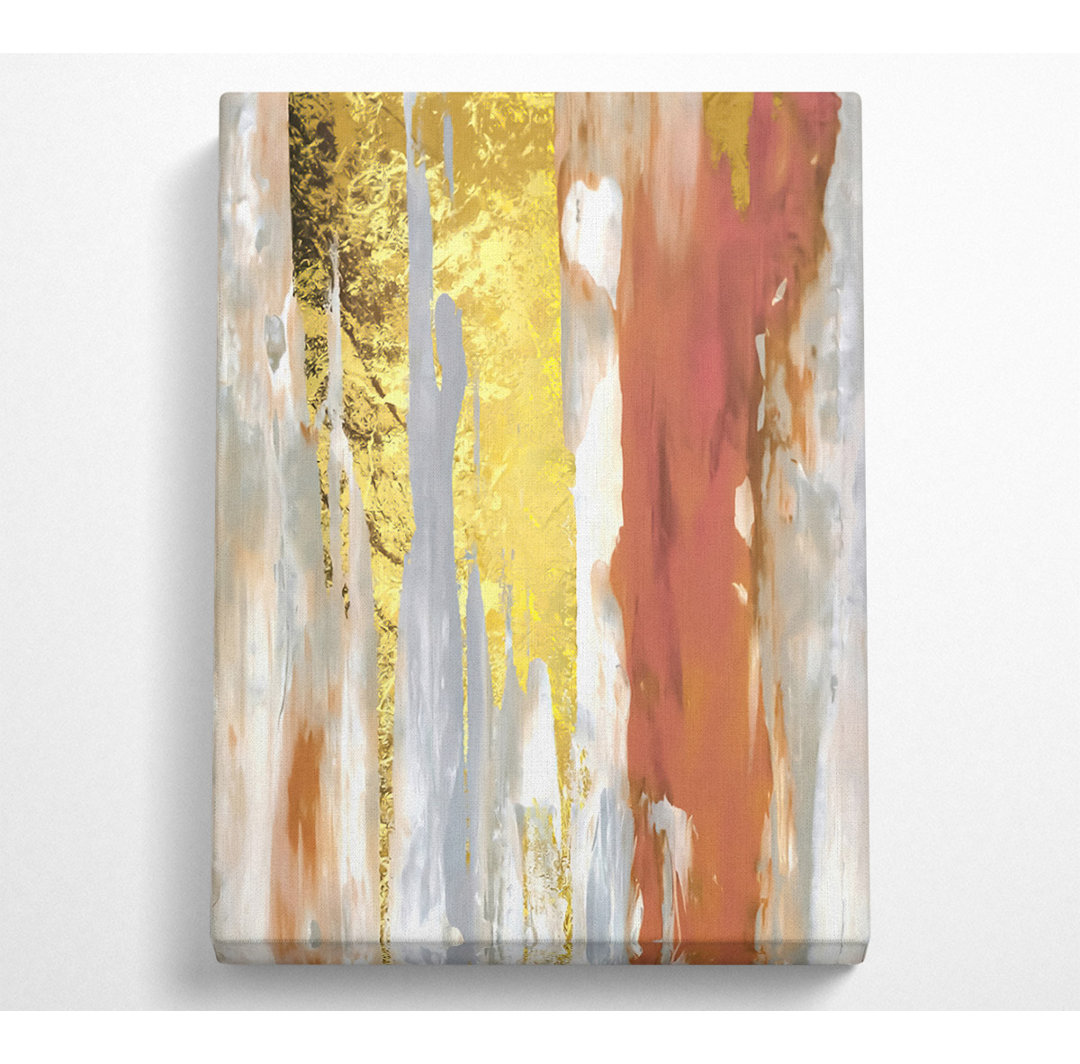 Gold Drip Abstract - Kunstdrucke auf Leinwand ohne Rahmen