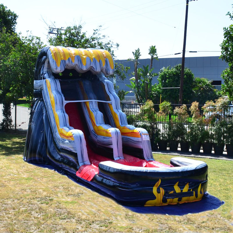 Giant Blue and Orange Inflatable Water Slide with Splash Pool