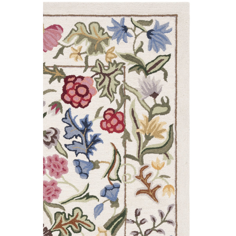 Jamaine Hand Tufted Wool Floral Rug, Square 8'