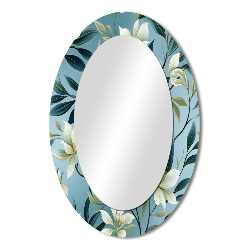 Troene - Miroir mural ovale vert, H 36 po x l 24 po
