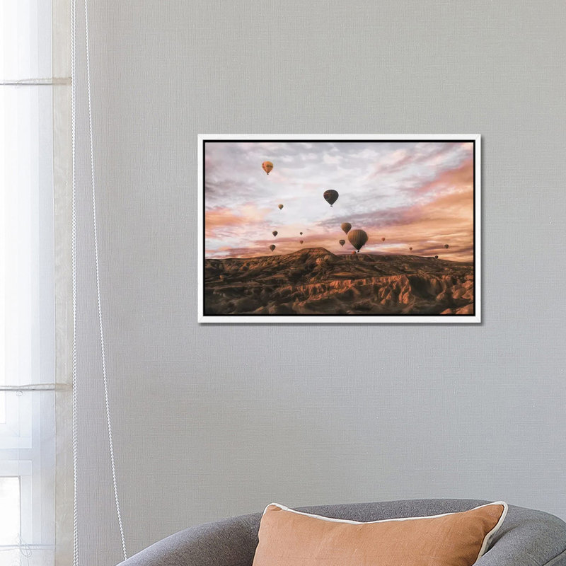 Cappadocia Hot Air Balloon by Ayse Yorgancilar - Photograph on Canvas, 45.72cm H x 66.04cm W x 3.81cm D, White Floater Framed