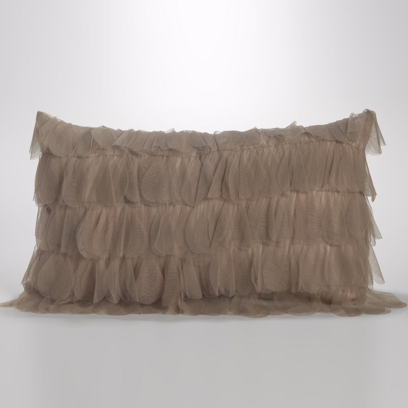 Chichi Ruffled Throw Pillow, Sable / Ivory